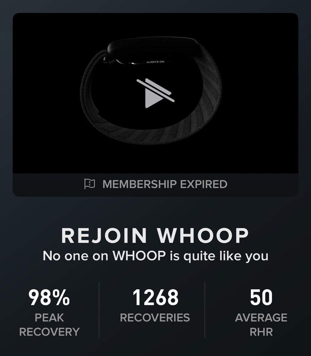 TSilverbeck's tweet photo. After over 1000 days I terminated my Whoop membership. My wrist feels naked.

- revolutionised my relationship with sleep, alcohol and recovery
- gamified fitness
- kept me accountable

These lessons have been incorporated into my life, but I no longer need to rely on tech for it https://t.co/RufEaWjjur
