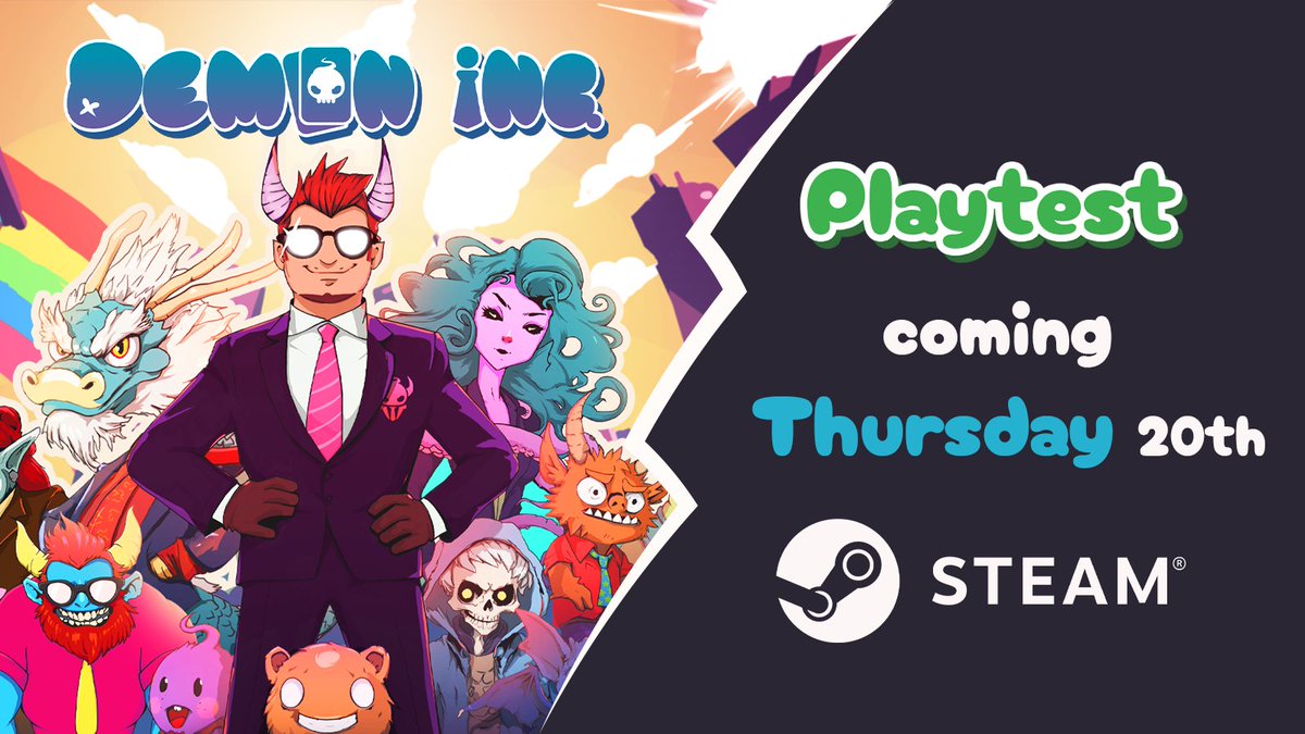 We need you little Demons!
Spread the word: 
Our Demon Inc. Playtest is happening

Thursday 20th of February!

Head over to Steam:
store.steampowered.com/app/3283760/De…