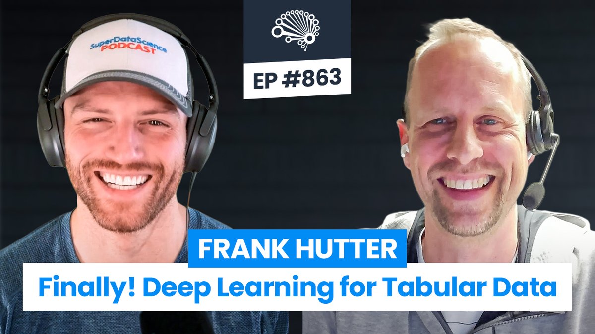 Jon Krohn (@jonkrohnlearns) on Twitter photo I've been teaching Deep Learning for a decade. In that time, countless students have been disappointed by applying DL to tabular and time-series data. Finally, thanks to Prof. Frank Hutter (<a href="/FrankRHutter/">Frank Hutter</a>), that will no longer be the case!
Watch here: superdatascience.com/863 I've been teaching Deep Learning for a decade. In that time, countless students have been disappointed by applying DL to tabular and time-series data. Finally, thanks to Prof. Frank Hutter (<a href="/FrankRHutter/">Frank Hutter</a>), that will no longer be the case!
Watch here: superdatascience.com/863