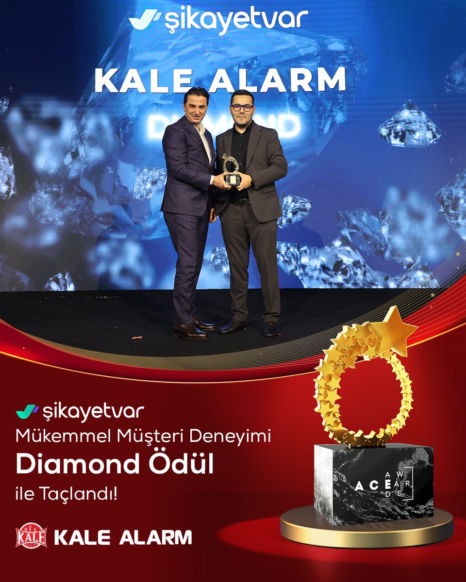Şikayetvar A.C.E. Awards'ta Güvenlik Sistemleri Kategorisinde Diamond Ödülün sahibi olmaktan mutluluk duyuyoruz. ❤️

#KaleAlarm #Güvendesiniz #SevdiklerinizinKalesi