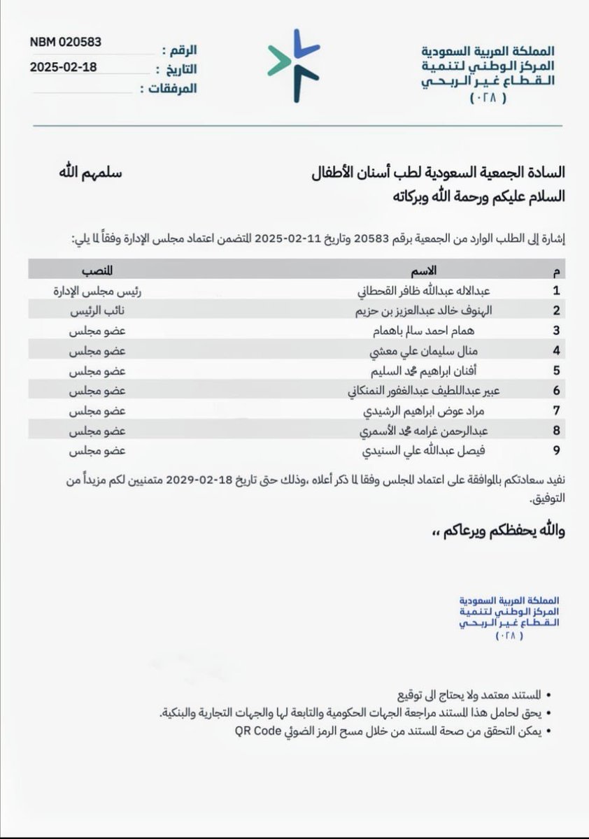 يسر اللجنة الإعلامية تهنئة أعضاء مجلس الإدارة الجديد #الجمعية_السعودية_لطب_أسنان_الأطفال اعتماد المجلس من قبل #المركز_الوطني_لتنمية_القطاع_غير_الربحي 
كما تشكر أعضاء مجلس الإدارة السابقة على جهودهم.