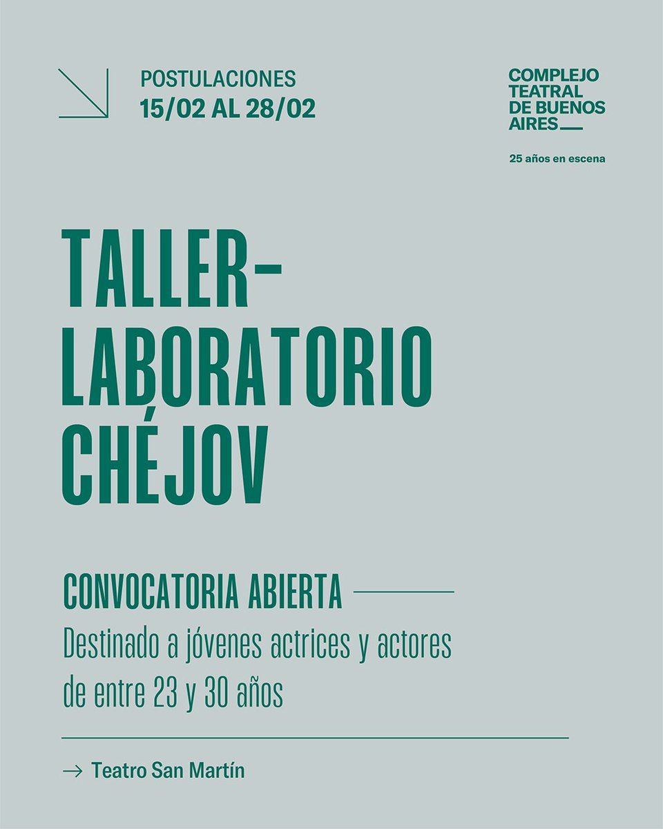 Taller-Laboratorio Chéjov
(para jóvenes actores y actrices)
A propósito del estreno de la nueva versión de “La gaviota” protagonizada por Muriel Santa Ana en el Teatro San Martín, el director Rubén Szuchmacher dictará un Taller-Laboratorio Chéjov