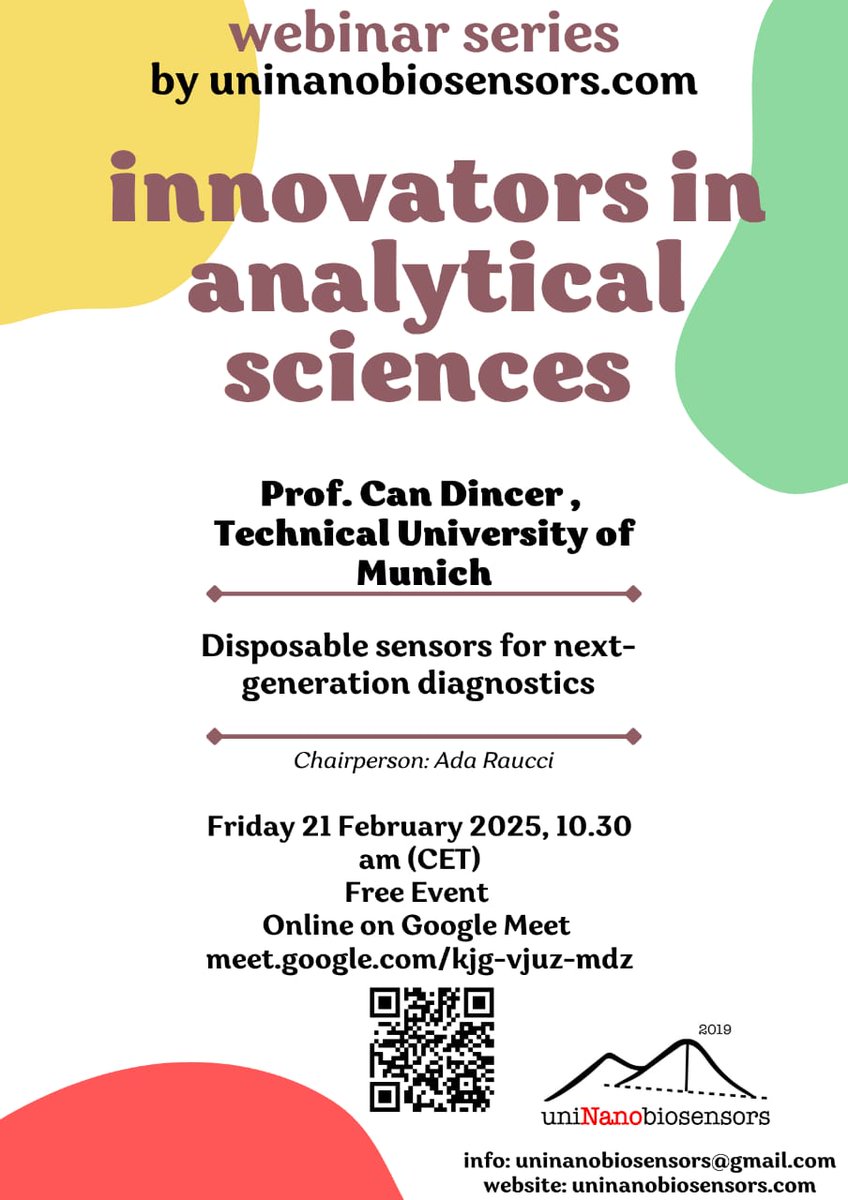 📢6th Webinar on Innovators in Analytical Sciences  With Prof. Can Dincer (TUM, Munich)  
🗓 Feb 21, 10:30 AM (CET) | 💻Google Meet ➡meet.google.com/kjg-vjuz-mdz
🤓Free &amp; open to all interested in analytical science, innovation, &amp; collaboration!🎯
