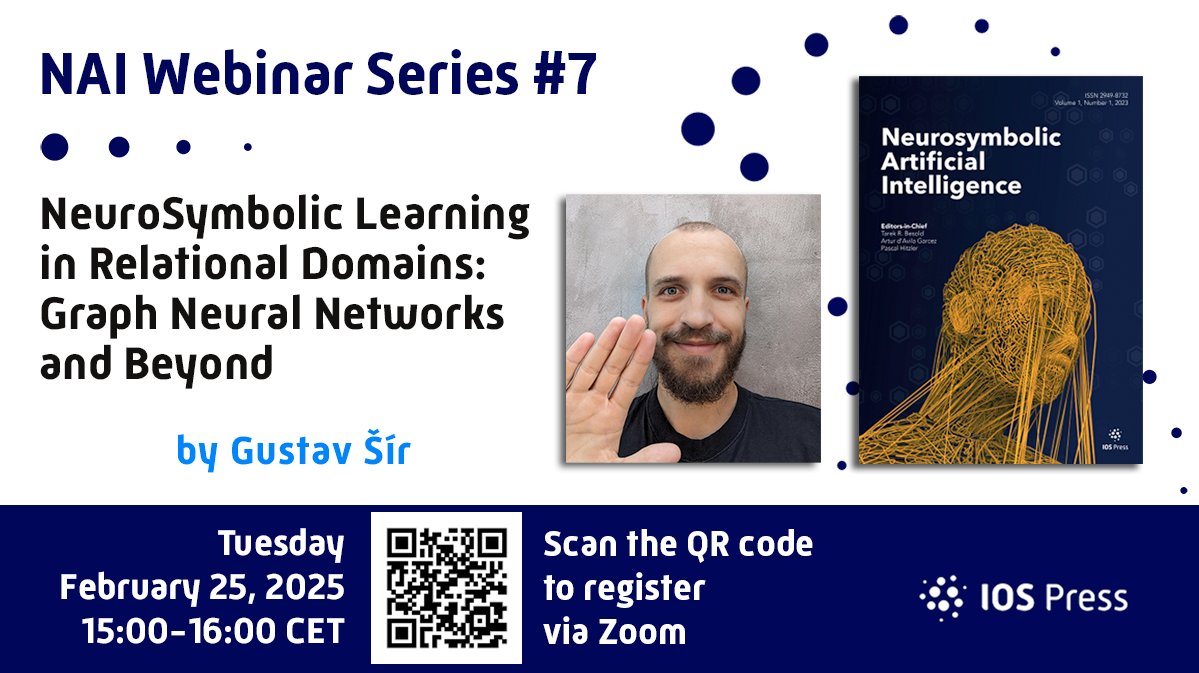 Pascal Hitzler (@pascalhitzler) on Twitter photo Webinar 25 February 2025 at 9am eastern US, Gustav Šír on NeuroSymbolic Learning in Relational Domains: Graph Neural Networks and Beyond Registration: us06web.zoom.us/meeting/regi...
<a href="/AvilaGarcez/">Artur d'Avila Garcez</a> <a href="/GustavSheer/">Gustav Šír</a> Webinar 25 February 2025 at 9am eastern US, Gustav Šír on NeuroSymbolic Learning in Relational Domains: Graph Neural Networks and Beyond Registration: us06web.zoom.us/meeting/regi...
<a href="/AvilaGarcez/">Artur d'Avila Garcez</a> <a href="/GustavSheer/">Gustav Šír</a>