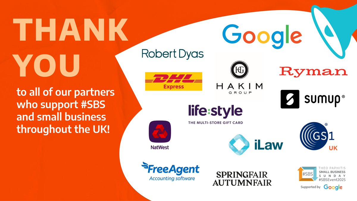 #SBS Crew (@thesbs_crew) on Twitter photo We should of course give our amazing partners some love who make #SBSEvent2025 possible. #SBSWinnershour
Headline supporter <a href="/GoogleUK/">Google UK</a>
<a href="/RymanStationery/">Ryman</a>
<a href="/RobertDyas/">Robert Dyas</a>
<a href="/NatWestBusiness/">NatWest Business</a>
<a href="/iLaw_Lawyers/">iLaw</a>
<a href="/dhlexpressuk/">DHL Express UK</a>
<a href="/SpringAutFair/">Spring & Autumn Fair</a>
<a href="/freeagent/">FreeAgent</a>
<a href="/SumUp/">SumUp</a>
<a href="/TheHakimGroup/">Hakim Group</a>
<a href="/gs1uk/">GS1 UK</a>
& Lifestyle. We should of course give our amazing partners some love who make #SBSEvent2025 possible. #SBSWinnershour
Headline supporter <a href="/GoogleUK/">Google UK</a>
<a href="/RymanStationery/">Ryman</a>
<a href="/RobertDyas/">Robert Dyas</a>
<a href="/NatWestBusiness/">NatWest Business</a>
<a href="/iLaw_Lawyers/">iLaw</a>
<a href="/dhlexpressuk/">DHL Express UK</a>
<a href="/SpringAutFair/">Spring & Autumn Fair</a>
<a href="/freeagent/">FreeAgent</a>
<a href="/SumUp/">SumUp</a>
<a href="/TheHakimGroup/">Hakim Group</a>
<a href="/gs1uk/">GS1 UK</a>
& Lifestyle.