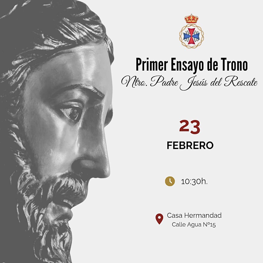 📅 𝐏𝐑𝐈𝐌𝐄𝐑 𝐄𝐍𝐒𝐀𝐘𝐎 𝐍𝐏𝐉𝐑

Citamos a todos los hermanos (tanto antiguos como nuevos) que porten a Nuestro Padre Jesús del Rescate al primer ensayo que tendrá lugar este domingo, 23 de febrero, a las 10:30 horas en la Casa de Hermandad.

#CofradíasMLG <a href="/MesaRescate/">EGO SVM</a>