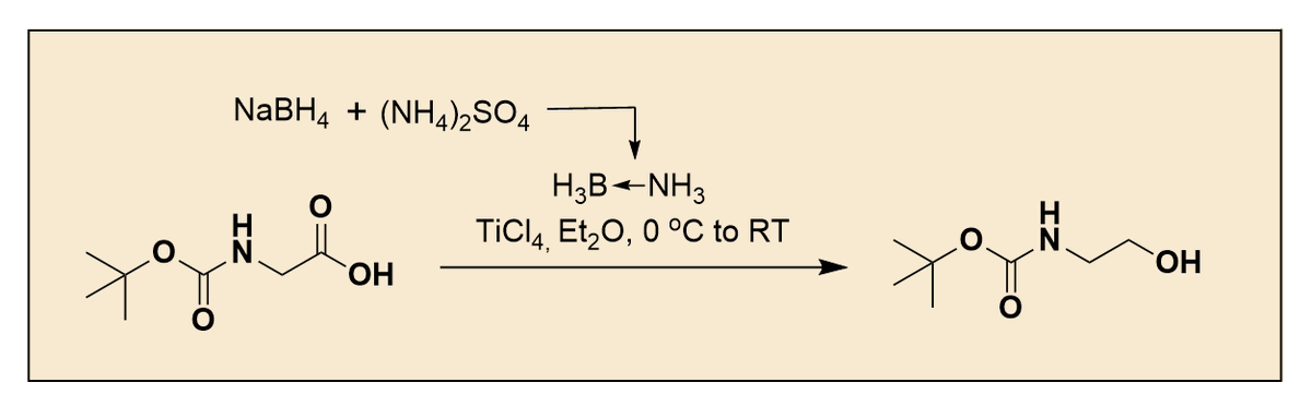 Synthesis of Borane-Ammonia and its Application in the Titanium Tetrachloride Catalyzed Reduction of Carboxylic Acids, Including N-Protected Amino Acids
Henry J. Hamann, Abdulkhaliq A. Alawaed, and P. Veeraraghavan Ramachandran
orgsyn.org/demo.aspx?prep…