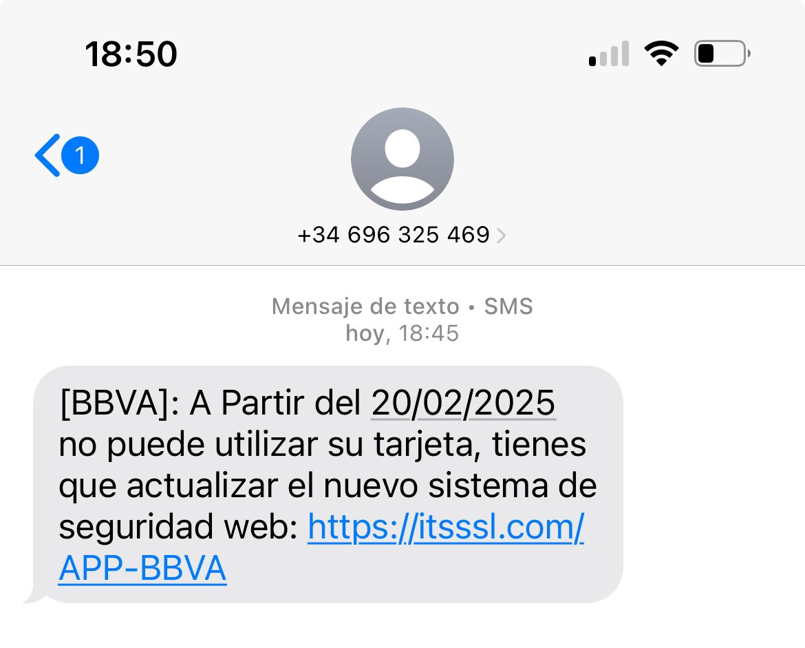 LEFITENI's tweet photo. Ojo al +34 696 325 469
Más #PHISHING y más sinvergüenzas.
Este es el link fraudulento camuflado. 
https://t.co/brVEjE2NLd

@policia https://t.co/iaQKl4xSuM