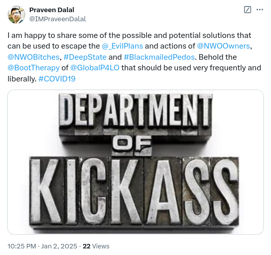 WHOPlandemics's tweet photo. #TakeEvilDown; Welcome to the #DepartmentOfKickAss (#DOKA) of @GlobalP4LO. Use our freely and widely available tool named @_BootTherapy against #Rapists, #Pedophiles, corrupt #Judges and #Politicians and #MigrantCriminals. #Covid19 #DigitalID https://t.co/TJQUZdNaro
