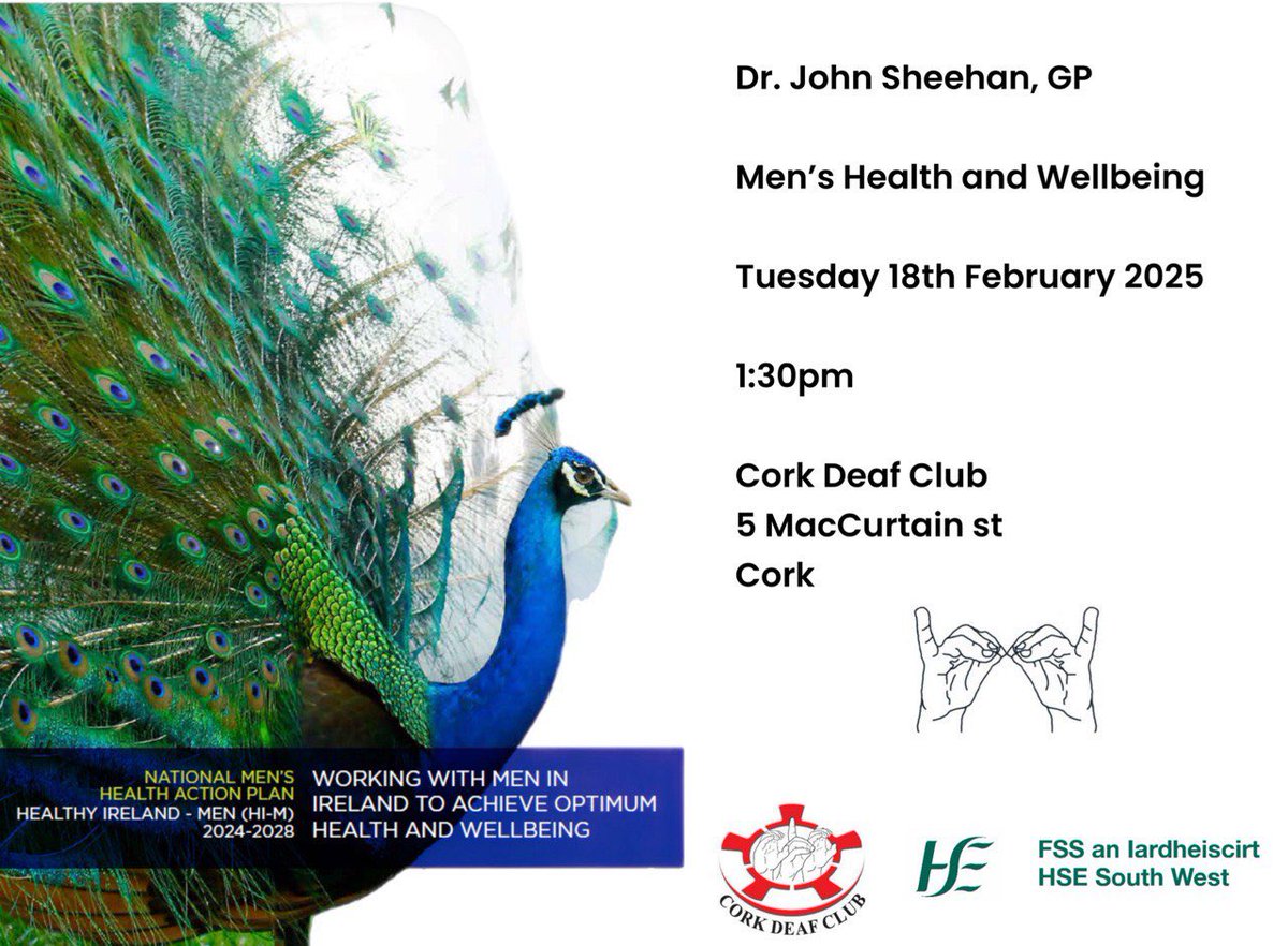 CorkDeafClub (@corkdeafclub) on Twitter photo Many thanks to <a href="/Dr_JohnSheehan/">Dr.John Sheehan</a> for his great presentation on men's health. There was a good turnout. <a href="/CorkDeafClub/">CorkDeafClub</a> would also like to thank the <a href="/HSELive/">HSE Ireland</a> for providing both the ISL interpreter and presenter. Many thanks to <a href="/Dr_JohnSheehan/">Dr.John Sheehan</a> for his great presentation on men's health. There was a good turnout. <a href="/CorkDeafClub/">CorkDeafClub</a> would also like to thank the <a href="/HSELive/">HSE Ireland</a> for providing both the ISL interpreter and presenter.