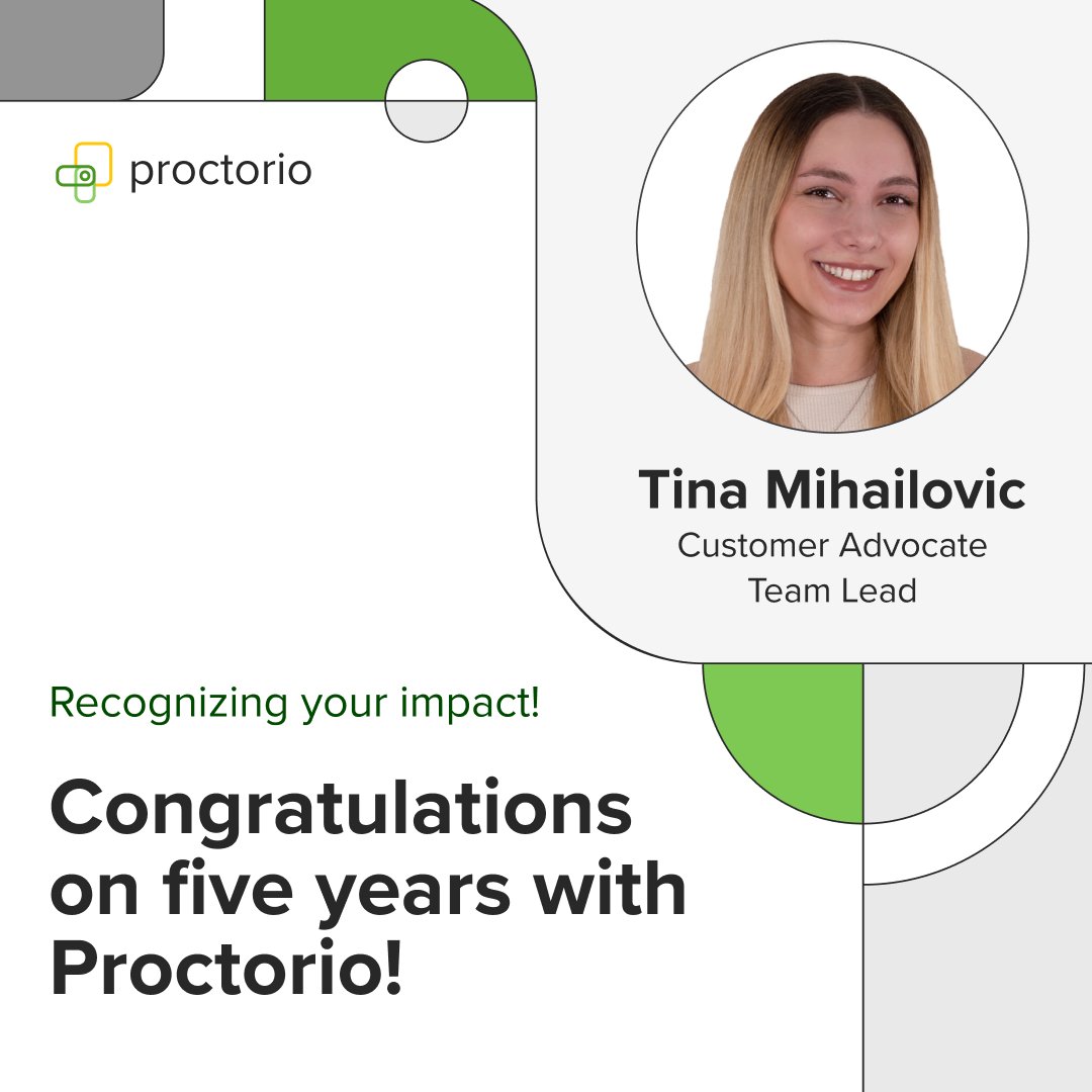 proctorio's tweet photo. 🎉 Happy Workiversary, Tina Mihailovic! 🌟 Your dedication and hard work have been inspiring us for FIVE years. Cheers to many more! #Proctorio #Workiversary #EdTech https://t.co/HSOvNT8bvr