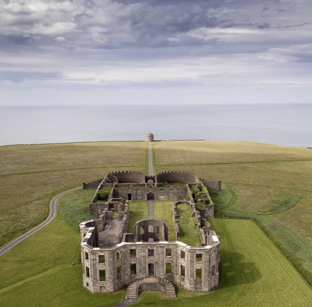 Downhill Castle is a ruined mansion in County Derry, Northern Ireland. It was built in the late 18th century by Frederick Hervey, the 4th Earl of Bristol and Bishop of Derry. The castle sits on a dramatic clifftop overlooking the Atlantic Ocean and is part of the Downhill Demesne