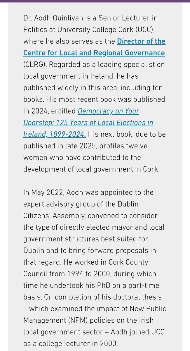 AODH QUINLIVAN ⚽️🏆 (@aodhquinlivan) on Twitter photo Honoured to be included in the <a href="/LGiU/">LGIU</a> Future Local Lab as one of their Top 25 Local Government Thinkers. All politics is local! #LocalMatters <a href="/UCC/">UCC Ireland</a> <a href="/AILGIRE/">AILG</a> <a href="/CLRGUCC/">CLRG</a> <a href="/UCCResearch/">UCC Research</a> <a href="/GovUCC/">GovPolUCC</a> <a href="/DeptHousingIRL/">Department of Housing, Local Government & Heritage</a> <a href="/johbees/">John O'Halloran</a> <a href="/CACSSS1/">UCC Arts, Celtic Studies and Social Sciences</a> <a href="/ElecCommIRL/">An Coimisiún Toghcháin, The Electoral Commission</a> <a href="/JamesBrowneTD/">James Browne TD</a> <a href="/LocalGovIre/">Local Government Ireland</a> <a href="/COECongress/">Congress of Local and Regional Authorities</a> Honoured to be included in the <a href="/LGiU/">LGIU</a> Future Local Lab as one of their Top 25 Local Government Thinkers. All politics is local! #LocalMatters <a href="/UCC/">UCC Ireland</a> <a href="/AILGIRE/">AILG</a> <a href="/CLRGUCC/">CLRG</a> <a href="/UCCResearch/">UCC Research</a> <a href="/GovUCC/">GovPolUCC</a> <a href="/DeptHousingIRL/">Department of Housing, Local Government & Heritage</a> <a href="/johbees/">John O'Halloran</a> <a href="/CACSSS1/">UCC Arts, Celtic Studies and Social Sciences</a> <a href="/ElecCommIRL/">An Coimisiún Toghcháin, The Electoral Commission</a> <a href="/JamesBrowneTD/">James Browne TD</a> <a href="/LocalGovIre/">Local Government Ireland</a> <a href="/COECongress/">Congress of Local and Regional Authorities</a>