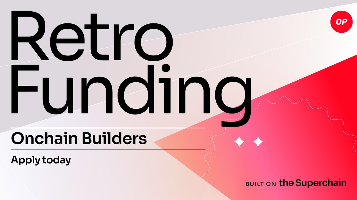 Are you building onchain apps?

Retro Funding is here to reward you.

8M OP is up for grabs and applications are now open for all eligible Superchain builders.

Sign Up: atlas.optimism.io