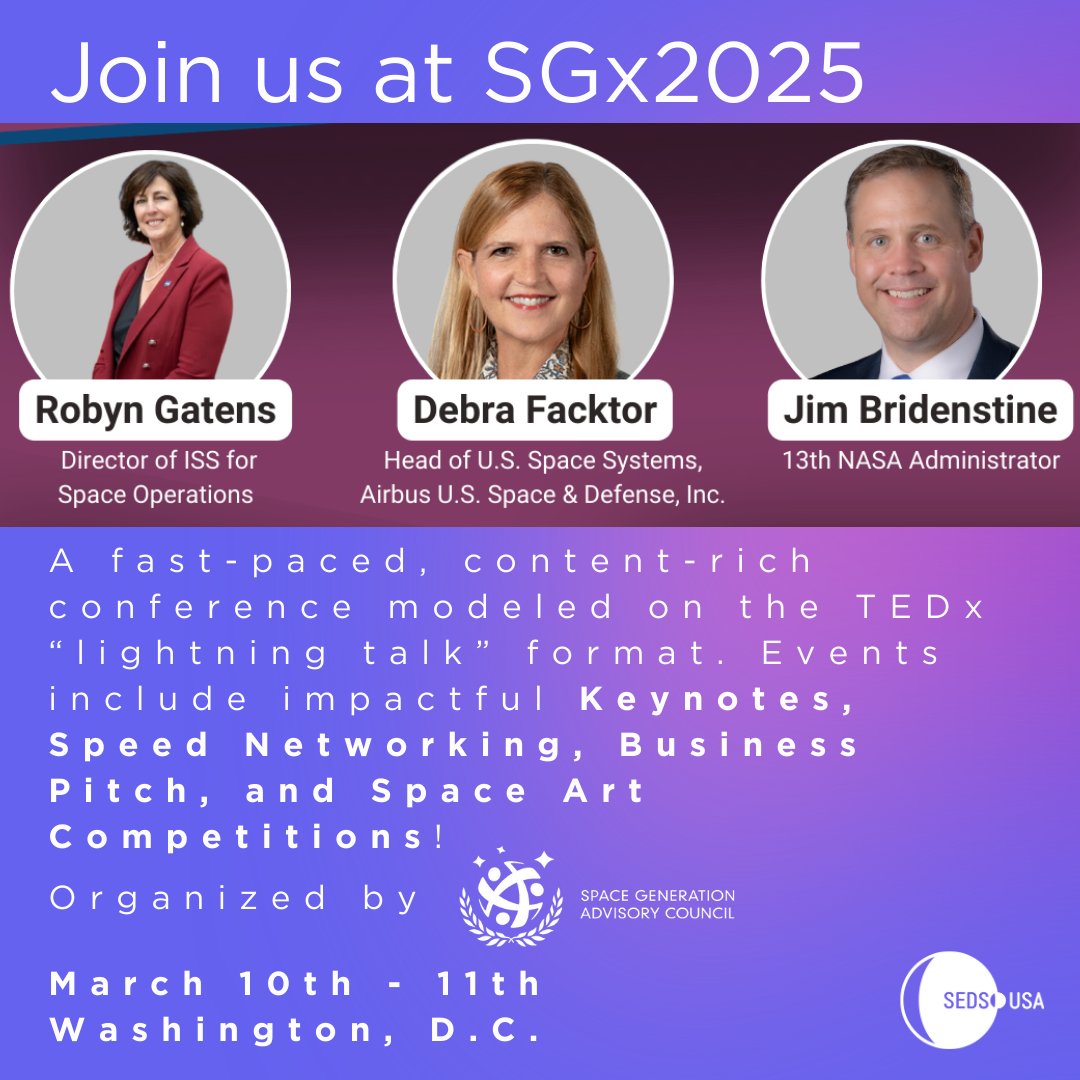 Are you a young professional or student interested in or currently working in the space industry? We invite you to the inspiring <a href="/SGAC/">SGAC</a> SGx2025 conference, full of community and networking opportunities. Learn more at linktr.ee/seds_usa