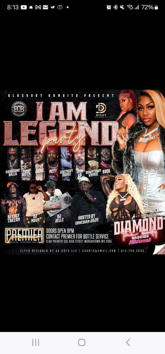 NeffNuffsed11's tweet photo. March 1st, catch me on the line up performing live at Premier In Morgantown WV with Diamond The Body and Sapphire Blaze from Baddies . And yes the Fight will be playing as well…. I will be dropping my promo code for tickets this week…stay tuned ! https://t.co/pur9ftSF8I