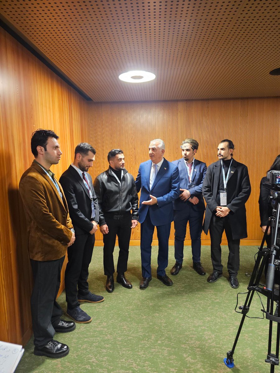 PahlaviComms's tweet photo. Prince Reza Pahlavi and a group of victims of the Islamic Republic held a press roundtable with European media outlets at the #GenevaSummit2025. https://t.co/COnIiCzEWP