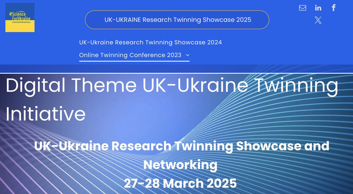 Sci_for_Ukraine's tweet image. UK-Ukraine Research Twinning Showcase 2025 🇬🇧🇺🇦

📅 March 27–28, 2025 | University of Liverpool
📝 Registration until Feb 21, 2025
🌐 digital-ukraine.co.uk

Join us for keynote talks, research discussions, poster sessions &amp;amp; networking!

Organized by #ScienceForUkraine UK team