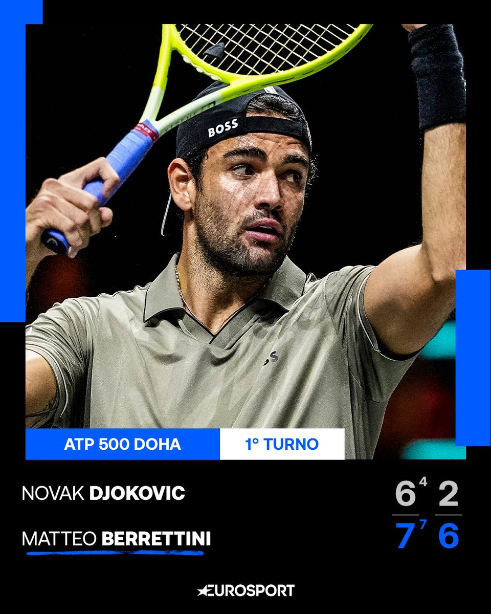 Eurosport_IT's tweet photo. CHE MARTELLO, MATTEOOOOOOO ❤️‍🔥

Splendida vittoria di Berrettini contro Novak Djokovic: l'azzurro batte il serbo in due set e avanza agli ottavi di finale 🎾🏆🇶🇦

#EurosportTENNIS #Tennis #ATP #QatarExxonMobilOpen #Berrettini #Djokovic https://t.co/N0v8rZdcZK