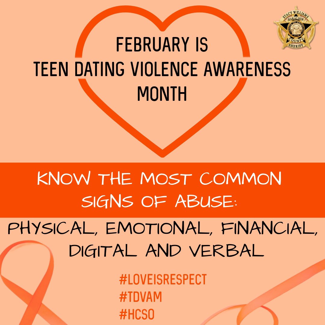 HaralsonSheriff's tweet photo. When you think of domestic violence signs, you think of physical, emotional, verbal, financial and digital abuse. Well guess what? Teen dating violence has the same exact signs. Pay attention to how your teen is treated.
#TDVAM
#LoveIsRespect
#HCSO https://t.co/2KyZhx2TBS