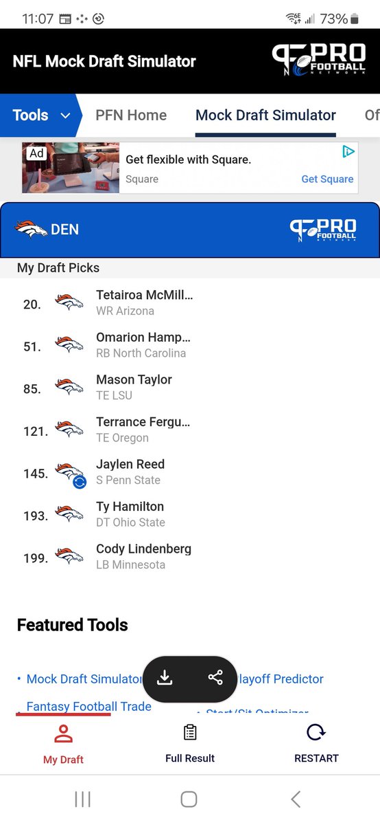 DannyBauer5's tweet photo. @CecilLammey  Jumped on and used a mock draft simulator. Could  I be a GM.🤣😂 https://t.co/cHc7cLwrJi