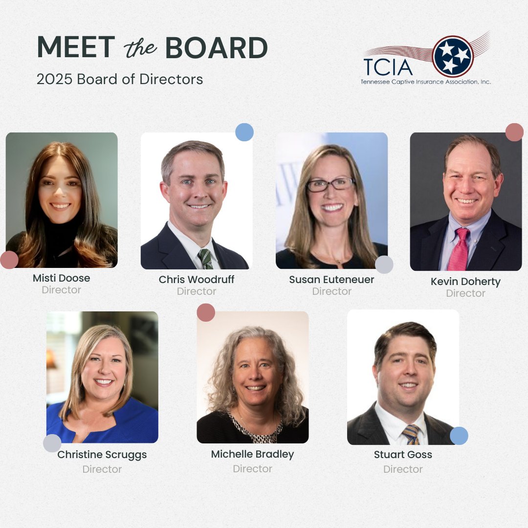 We’re thrilled to introduce the leaders driving TCIA forward into 2025. Each board member brings unique expertise, passion, and dedication to our mission, ensuring we continue grow and keep Tennessee a great state to do business! #TNCaptives #CaptiveInsurance #TCIA2025
