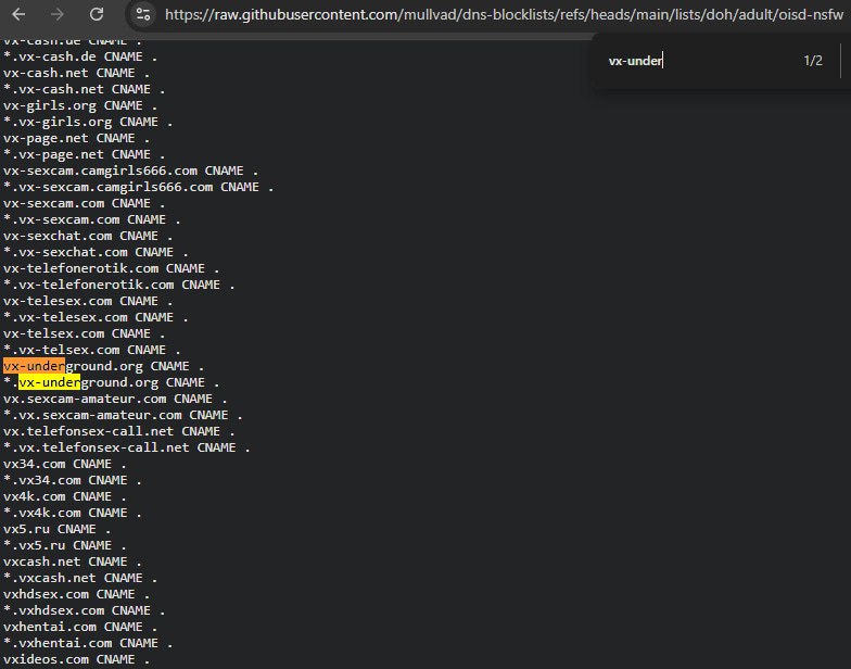 Mullvad labels us adult-content. You cannot visit vx-underground if "Adult Content' option is enabled.

Malware is now erotic