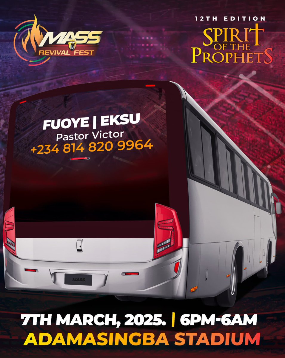 MASS Revival communities moving en-masse to #MRF2025 

Not-For-Free Arrangements:

📍FUOYE/EKSU

M A S S  R E V I V A L  F E S T  2 0 2 5

#SpiritOfTheProphets
<a href="/ekititrends/">Ekiti trends</a> 
<a href="/Ekitiupdate/">Ekiti Progress Update</a> 
<a href="/TOLUccI/">Evang. Tolucci</a>