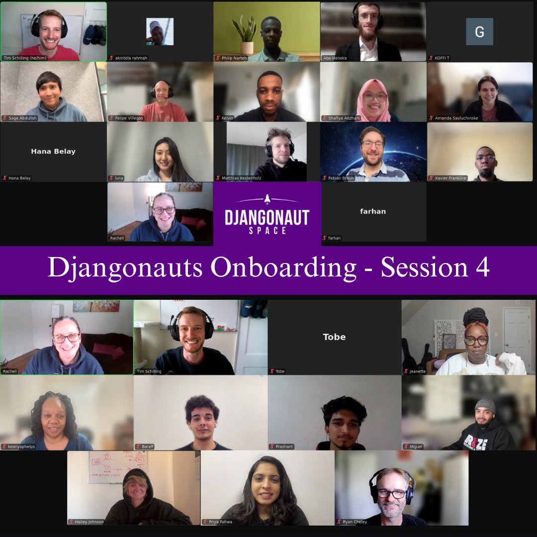 #DjangonautSpace Session 4 has launched on Feb 17, 2025, and we’re excited to explore the galaxies of #Django over the next 8 weeks. 💜🚀

Here’s a snapshot from the #Djangonauts onboarding. Keep an eye on our socials for mission updates—our crew is all set to contribute! 🌌