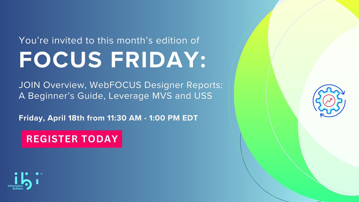 🌱 Spring into new knowledge! 🌷 Join our April FOCUS Friday and watch your skills blossom. Walter and Renee will cover JOIN Overview, WebFOCUS Designer Reports: A Beginner's Guide and Leverage MVS and USS. Register Today! ibi.com/resources/focu…
#FOCUSFriday #FOCUS #WebFOCUS