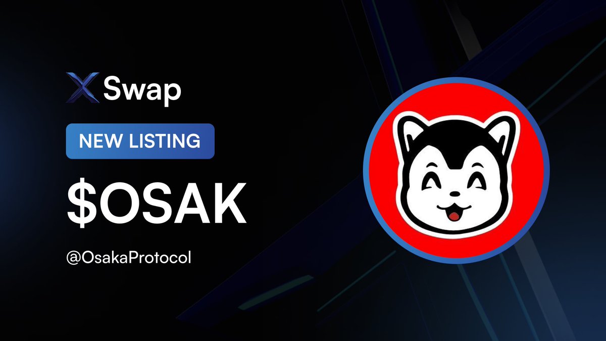 The black Shiba, <a href="/OsakaProtocol/">Osaka Protocol</a> is now live on XSwap.

Swap $OSAK from any chain on xswap.link/swap  

Powered by #Chainlink CCIP ⬡