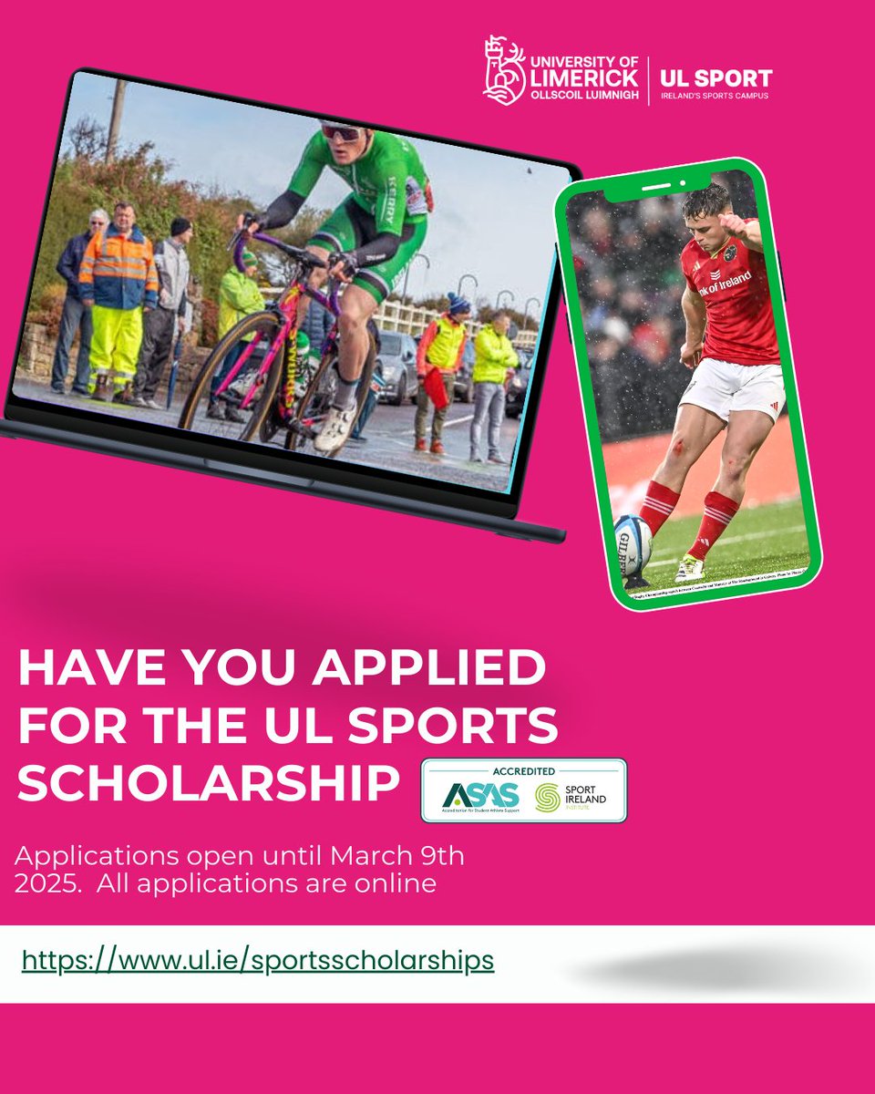 Have you applied for our Sports Scholarships .. Applications close on March 9th. Check out the UL Sports Scholarship website for the application. #MyTeamIsUL