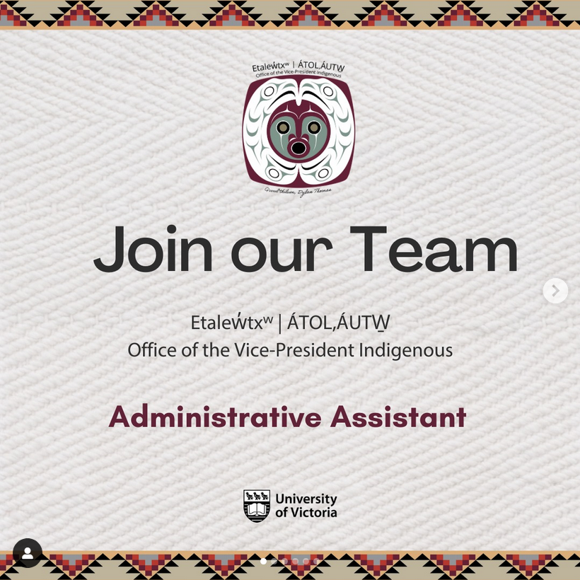 BC NEIHR (@bcneihr) on Twitter photo Etalew̓txʷ | ÁTOL,ÁUTW̱ - The Office of the Vice-President Indigenous <a href="/uvic/">UniversityOfVictoria</a> is hiring for an Administrative Assistant
🗓️Apply by Thursday, February 27 at 4:00 p.m.
🔗Full job description and how to apply:
bit.ly/3X4pRdp Etalew̓txʷ | ÁTOL,ÁUTW̱ - The Office of the Vice-President Indigenous <a href="/uvic/">UniversityOfVictoria</a> is hiring for an Administrative Assistant
🗓️Apply by Thursday, February 27 at 4:00 p.m.
🔗Full job description and how to apply:
bit.ly/3X4pRdp