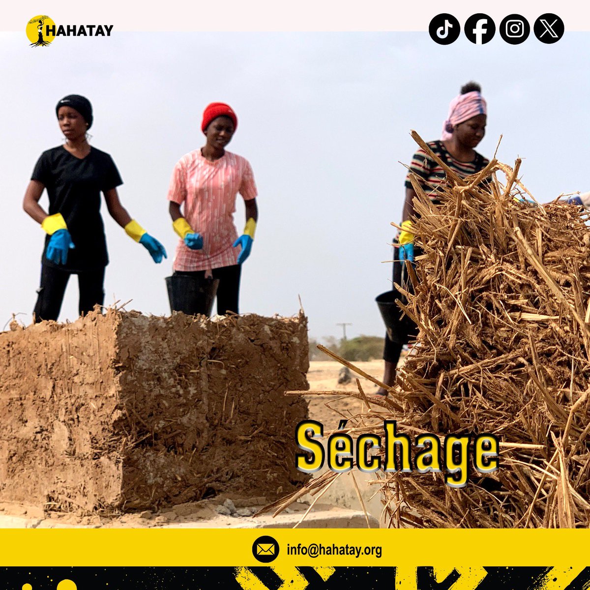 Construire avec la nature 🌍🏡 :  🟤 Mélanger argile, eau et herbe  🧱 Mouler et tasser soigneusement ☀️ Sécher lentement pour solidifier
Une technique ancestrale pour un avenir durable ! #hahatay #tabaxnite #jeunesse #agroécologie