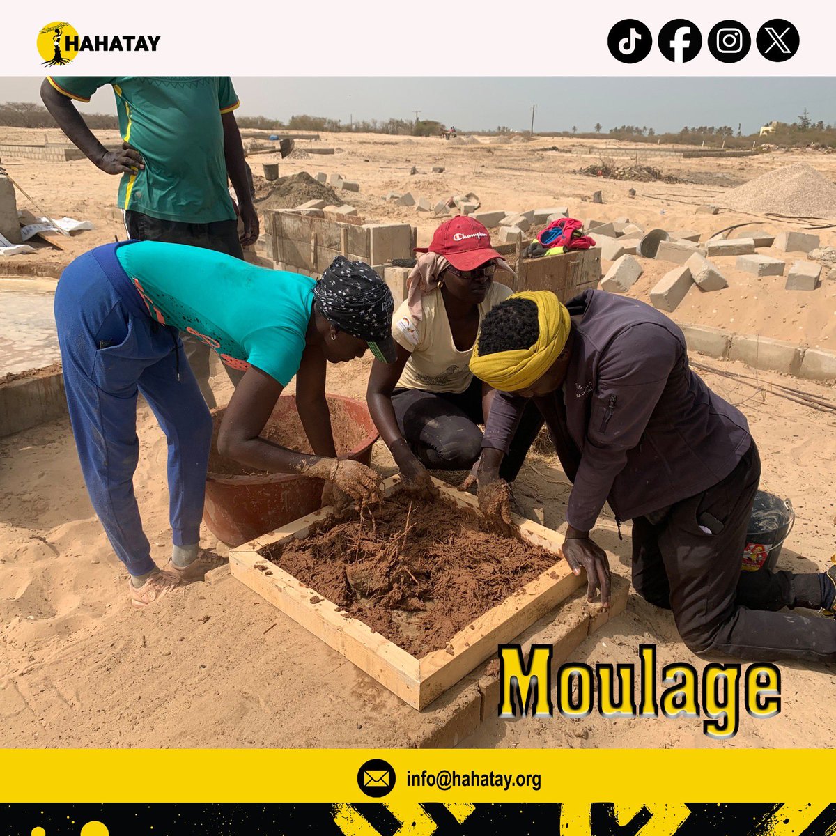 Diamamdu's tweet photo. Construire avec la nature 🌍🏡 :  🟤 Mélanger argile, eau et herbe  🧱 Mouler et tasser soigneusement ☀️ Sécher lentement pour solidifier
Une technique ancestrale pour un avenir durable ! #hahatay #tabaxnite #jeunesse #agroécologie https://t.co/eg8y0MRHsS