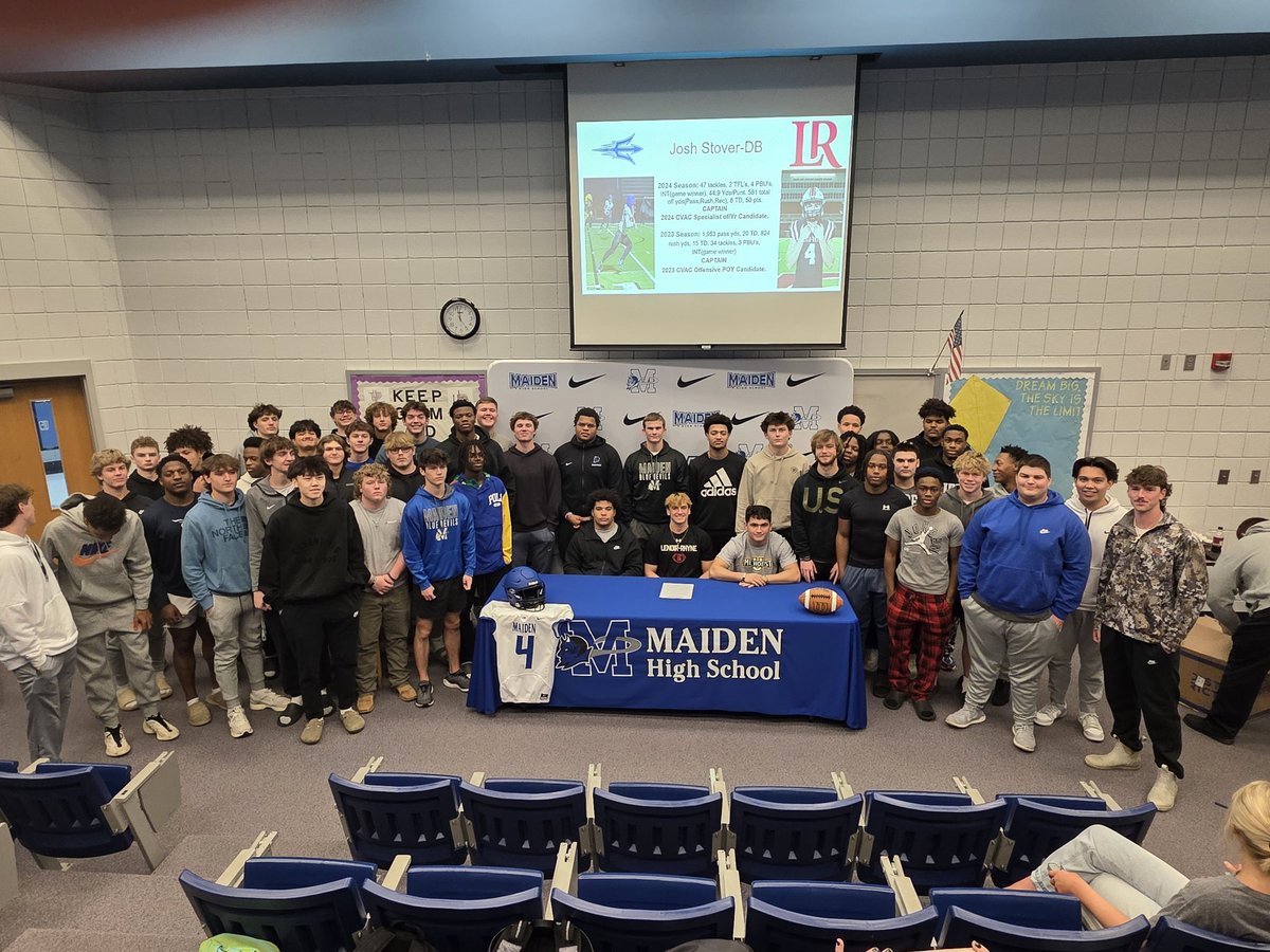 Maiden HS Football (@mhsbluedevilsfb) on Twitter photo Congratulations to <a href="/Josh_Stover4/">Josh Stover</a> for signing his NLI to play football and continue his academic studies at <a href="/LRBearsFootball/">Lenoir-Rhyne Football</a>
#MaidenFootball Congratulations to <a href="/Josh_Stover4/">Josh Stover</a> for signing his NLI to play football and continue his academic studies at <a href="/LRBearsFootball/">Lenoir-Rhyne Football</a>
#MaidenFootball