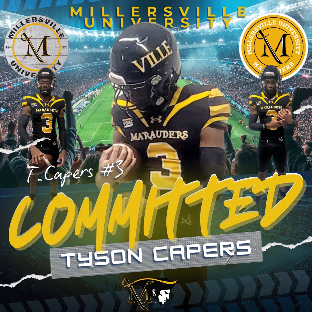 Tyson Capers (@caperstyson) on Twitter photo Beyond blessed to announce my commitment to Millersville University!! I want to thank all my coaches and my family who have helped make this possible along the way. Grateful to continue my football journey as a Marauder! <a href="/dpfootball/">DePaul Football</a> <a href="/Coachjcmorgan/">JC Morgan</a> <a href="/VILLEfb/">VilleFootball</a> Beyond blessed to announce my commitment to Millersville University!! I want to thank all my coaches and my family who have helped make this possible along the way. Grateful to continue my football journey as a Marauder! <a href="/dpfootball/">DePaul Football</a> <a href="/Coachjcmorgan/">JC Morgan</a> <a href="/VILLEfb/">VilleFootball</a>