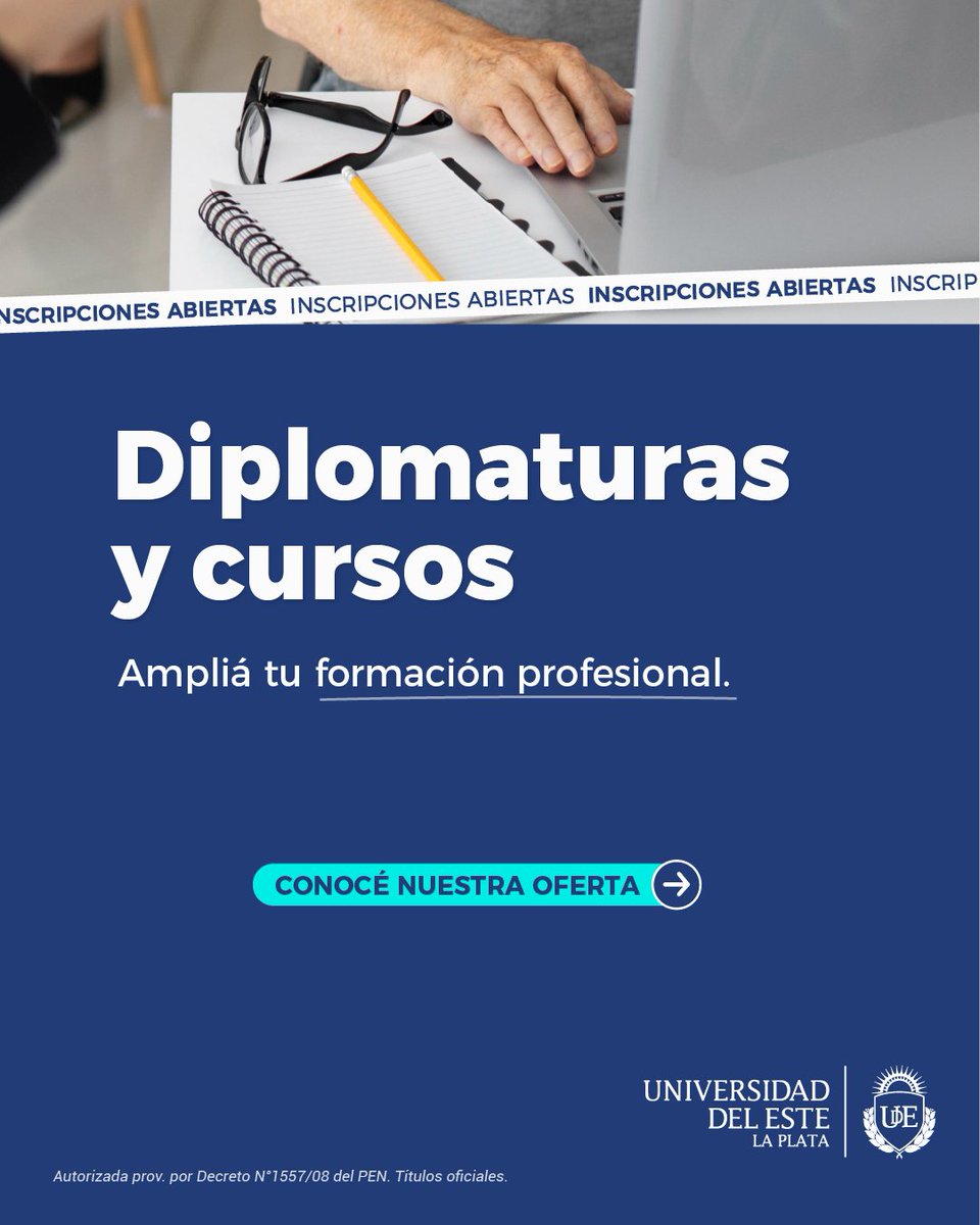 🎓 ¡Potenciá tu perfil profesional!

📚 Te ofrecemos una variedad de capacitaciones diseñadas para enriquecer tus habilidades y conocimientos en distintas disciplinas.

¡Inscribite hoy y ampliá tus oportunidades laborales!

🔗 ude.edu.ar/extension-ofer…

#diplomaturas #cursos