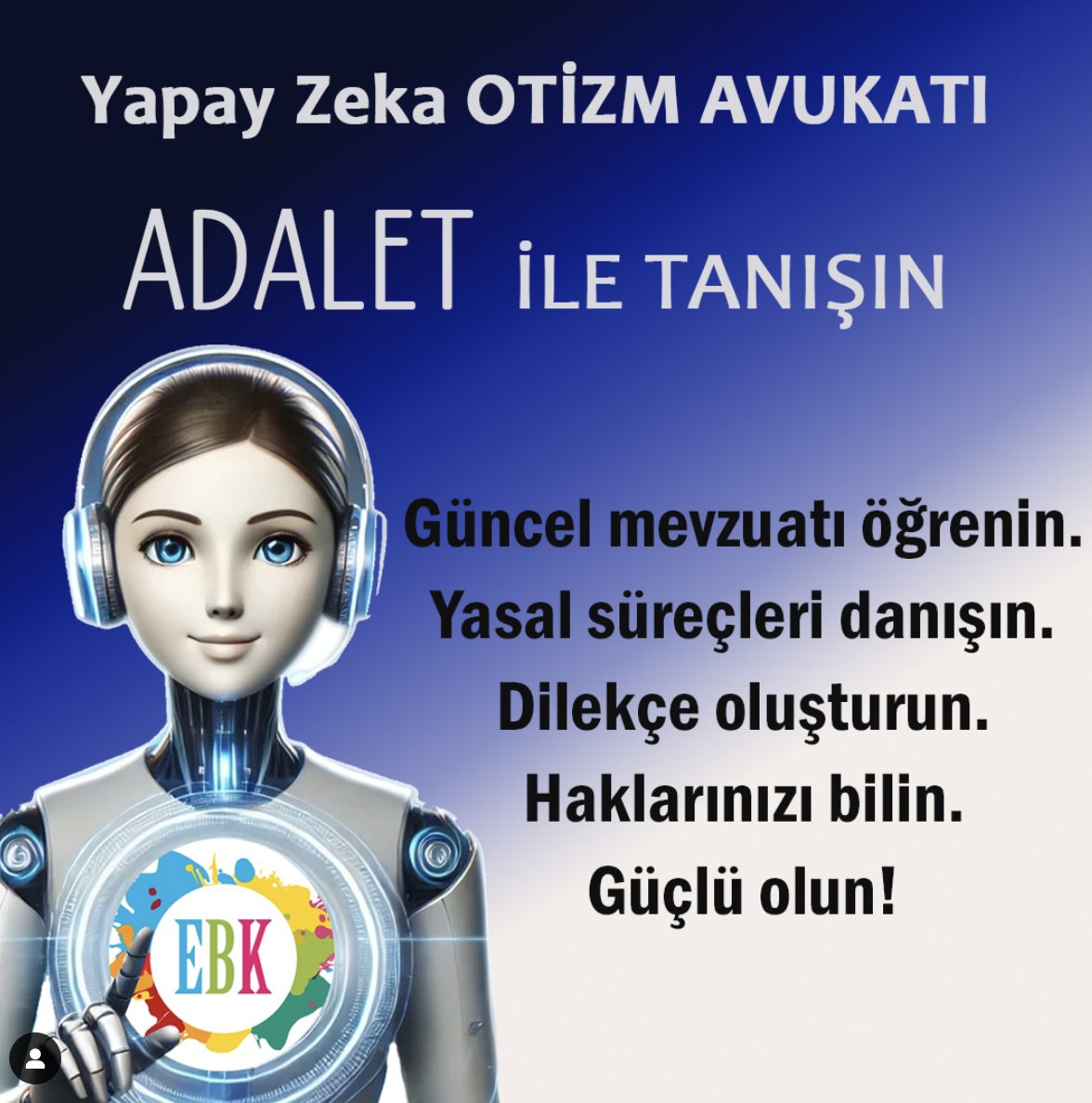 RT LÜTFEN

Derneğimiz Yönetim Kurulu üyesi Yasemin Dağ ve aynı zamanda liderlik ettiği otizmli ailelerinin grubu "Evde Beceri Kazandırma Aile Grubu" tarafından bir çalışma başlatıldı...

Yapay Zeka Otizm Avukatı ADALET

chatgpt.com/g/g-67b451ba73…

buradan ulaşabilir, otizm ile