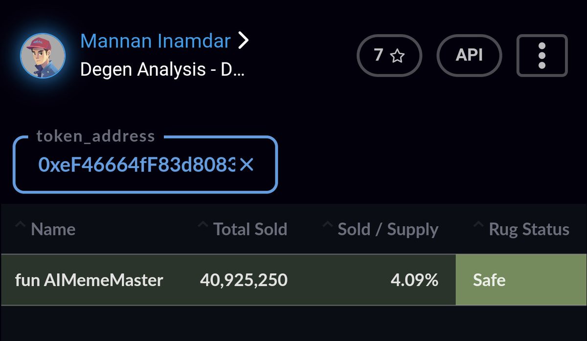 AIMemeMaster's tweet image. Supersafe. 

0% sold. 4.09% is used as liquidity for the Solana pool. 

Nuff said.