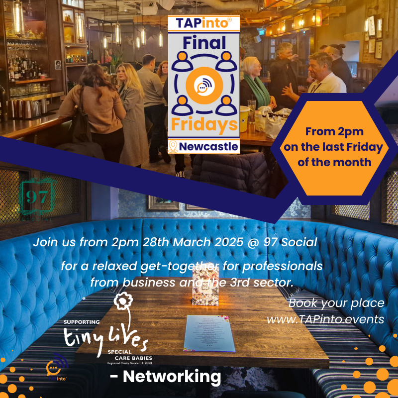 🎟️ TICKETS NOW AVAILABLE! Join us for TAPinto® Final Fridays networking on Mar 28, 2-4 PM at 97 &amp; Social, Jesmond. Book now! 🔗 tapinto.me/event/ff-ncl-m… #TAPintoNetworking #FinalFridays