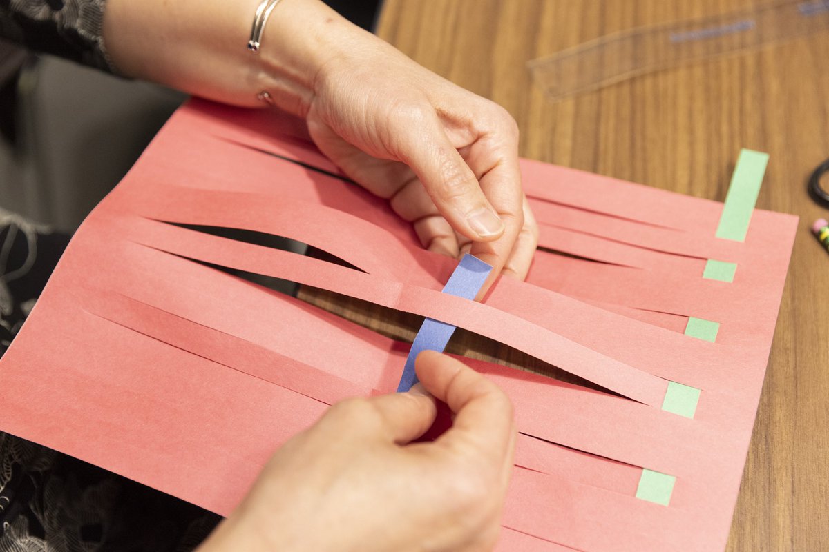 In the MƒA mini-course, "Weaving a Pathway to Mathematical Engagement,” #MfAProud teachers built a collection of images and stories of weaving from their own lives, constructing cardboard and canvas looms and weaving paper and small textiles. Read more: bit.ly/3EIXGuo