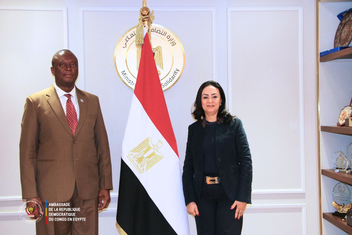 Le Caire, 18 février 2025 | #RDC - #Egypte 
#Diplomatie

Dans le cadre de la promotion des relations bilatérales, dans le domaine du social, entre la #RDC et la République Arabe d'#Egypte, S.E.M Jean-Baptiste KASONGO MUSENGA, Ambassadeur de la RDC en Egypte a été reçu aujourd'hui