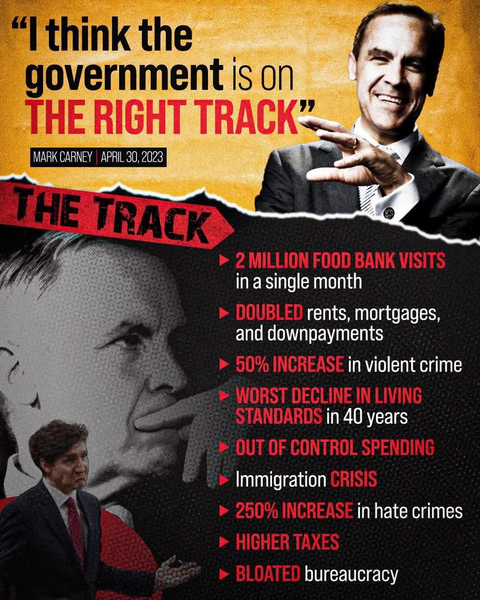 2021Ccmbc's tweet photo. Mark Carney wouldn't know the 'Right Track' if he were the GPS in a Prime Minister's limo. A vote for Carney is like constantly recalculating for a shortcut to more Justin Trudeau. #UtterMadness #MoreOfTheSame #cdnpoli
@Swiftie01 @jocelyn_bamford
@GasPriceWizard https://t.co/N19RBYg62O