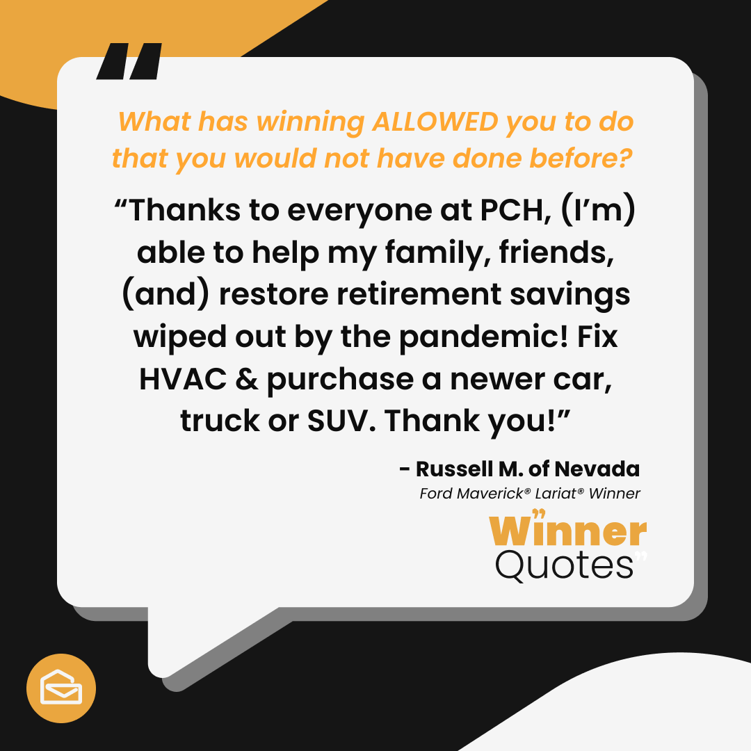 We really love when our prizes can help people live their best lives! 

How would YOU use the money? Let us know and make sure you claim your free entries if you want to win big like Russell: bit.ly/40WX8sg