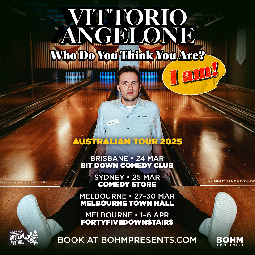 Bohmpresents's tweet image. Vittorio Angelone has announced shows in Brisbane & Sydney in his first ever Australian tour → bohmpr.io/vittorio
BRISBANE • 24 MAR • Sit Down Comedy Club
SYDNEY • 25 MAR • Comedy Store
Don’t miss the co-host of the hit podcast Mike & Vittorio’s Guide to Parenting,…