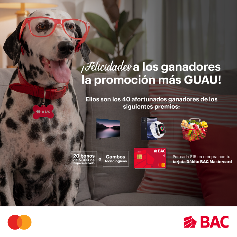 BACCredomaticSV's tweet photo. 🔴 #BACInnova para que cada transacción sea más fácil, rápida y digital.
💳🐶 Hoy felicitamos a los ganadores que, al usar su tarjeta de débito Mastercard BAC, han disfrutado de todo lo que una banca ágil y moderna puede ofrecer.
#BACSimple https://t.co/TtZf2OE9Rv