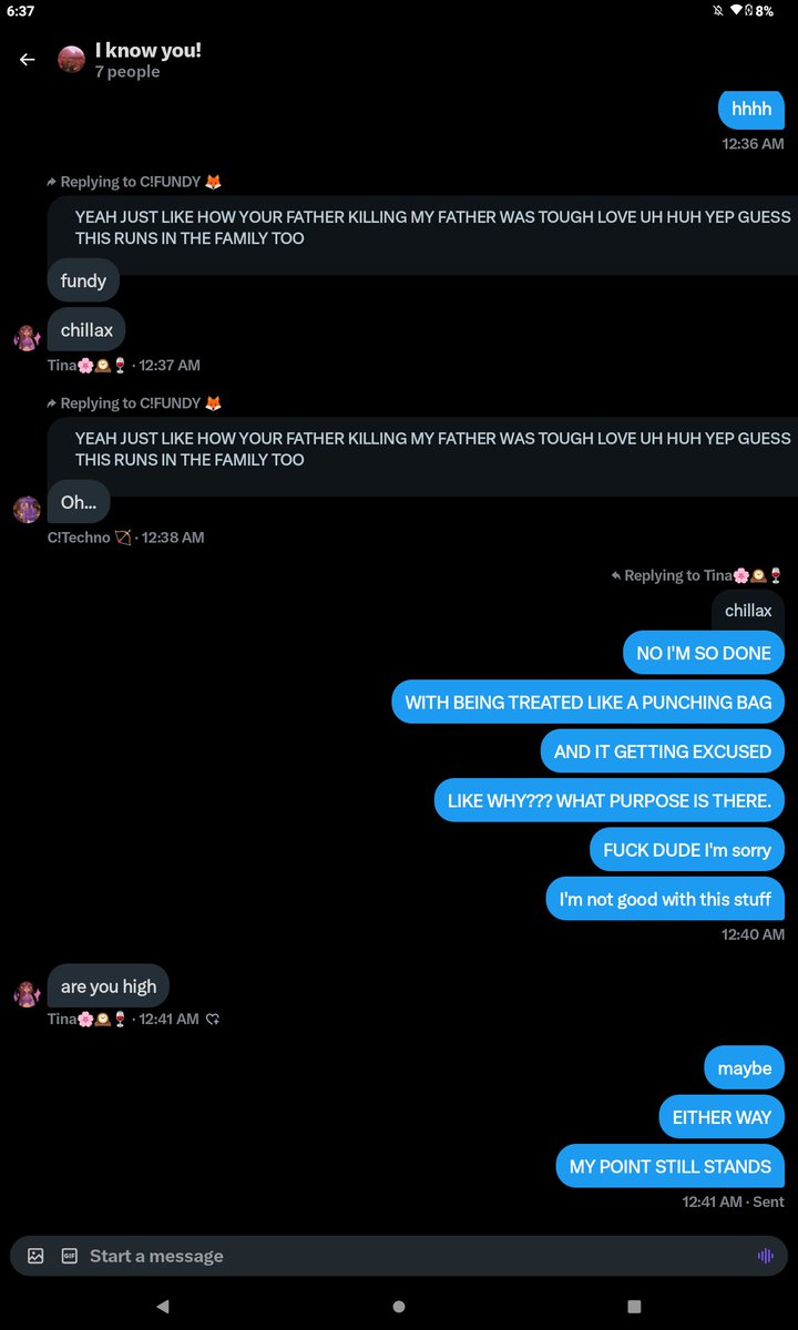 ((in a group chat and Fundy is crashing out so hard it's so funny))