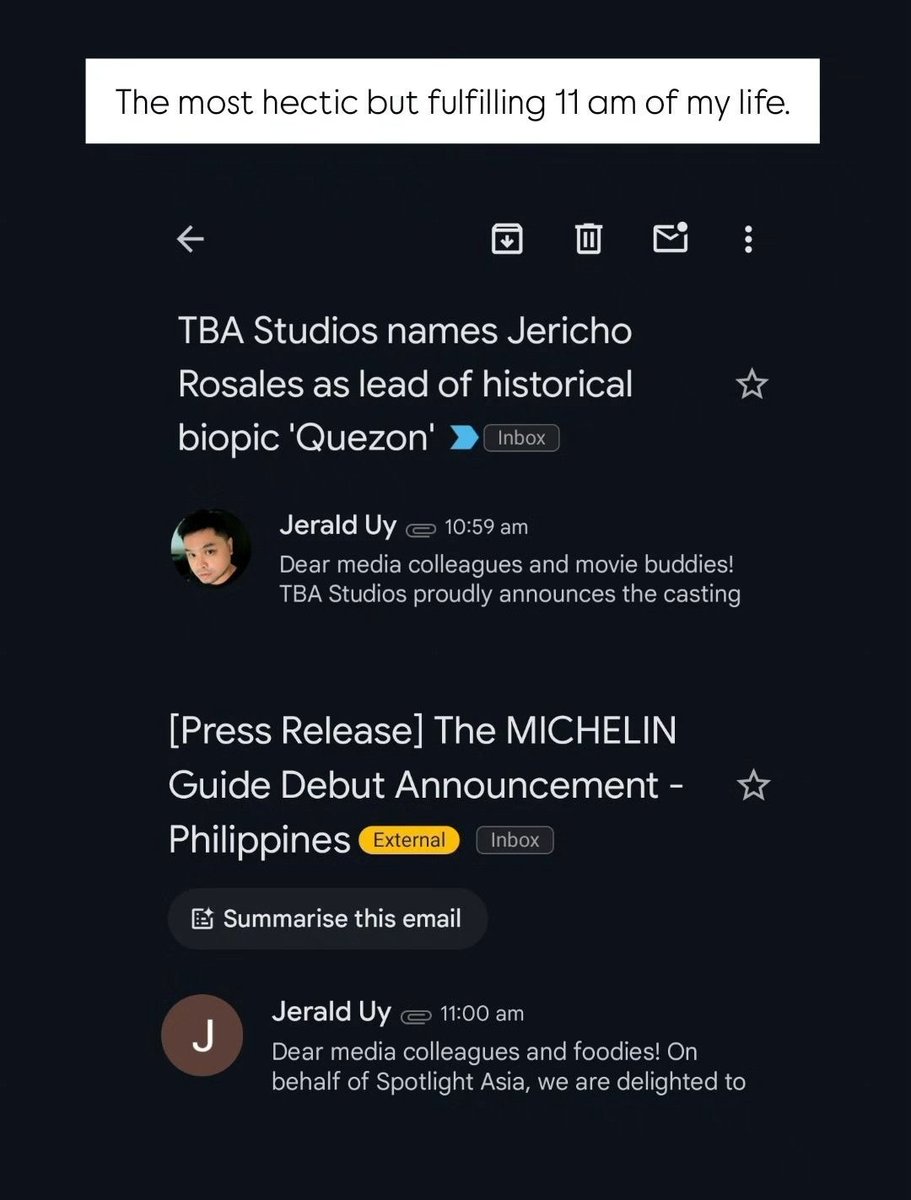 jeralduy's tweet image. I had the most hectic but fulfilling 11 am of my life yesterday, announcing two big stories in local entertainment and Philippine cuisine. Thanks to our media friends for picking up the stories! #QuezonMovie #JerichoRosales #Michelin #MichelinGuide #PR #PublicRelations