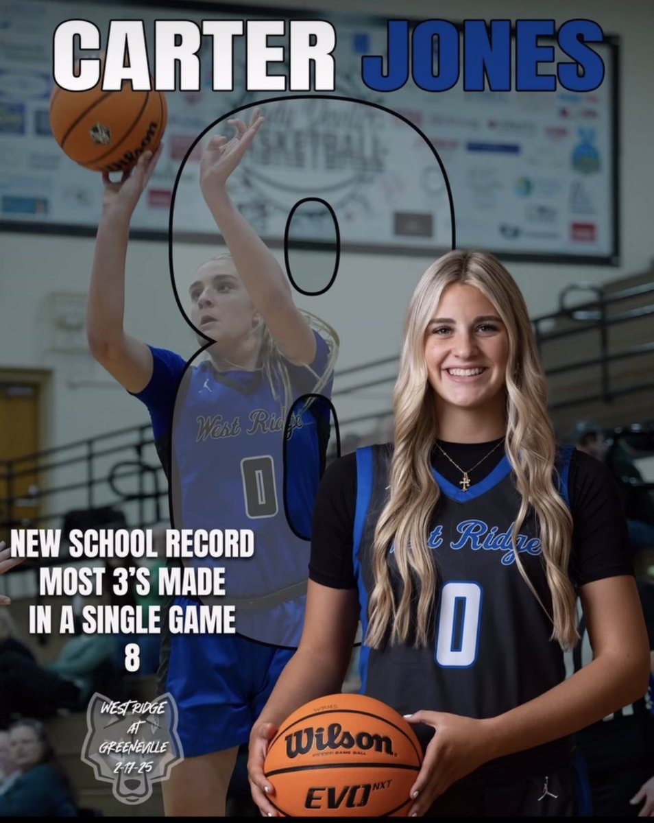 Patrick Good (@patgood00) on Twitter photo Carter Jones (<a href="/CarterLJones/">Carter Jones</a>) sets (2) NEW CAREER HIGHS with 38pts + 8 3FGโs on February 17th, 2025 ๐ฅ
West Ridge HS - Blountville, TN
#Basketball #Training #Fundamentals #Footwork #Hoops Carter Jones (<a href="/CarterLJones/">Carter Jones</a>) sets (2) NEW CAREER HIGHS with 38pts + 8 3FGโs on February 17th, 2025 ๐ฅ
West Ridge HS - Blountville, TN
#Basketball #Training #Fundamentals #Footwork #Hoops